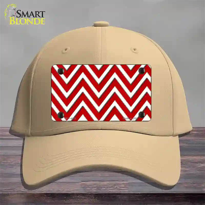 Red White Large Chevron Novelty License Plate Hat Cotton / Khaki