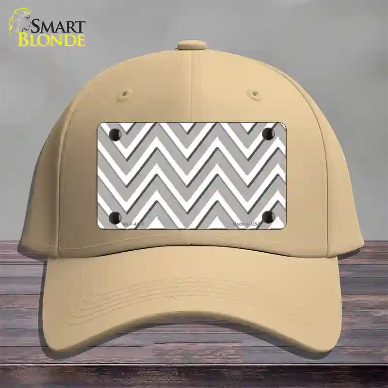 Grey White Large Chevron Novelty License Plate Hat Cotton / Khaki