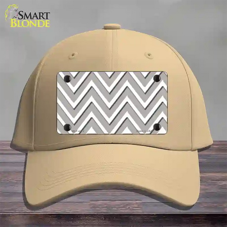 Grey White Large Chevron Novelty License Plate Hat Cotton / Khaki