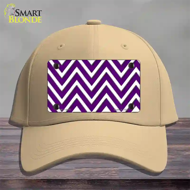 Purple White Large Chevron Novelty License Plate Hat Cotton / Khaki