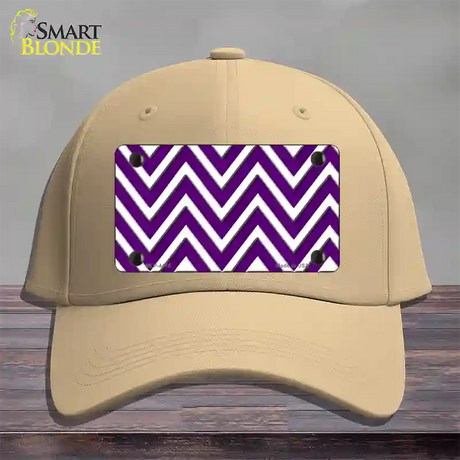 Purple White Large Chevron Novelty License Plate Hat Cotton / Khaki