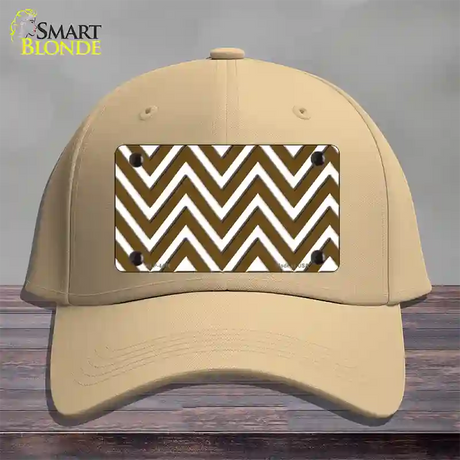 Brown White Large Chevron Novelty License Plate Hat Cotton / Khaki