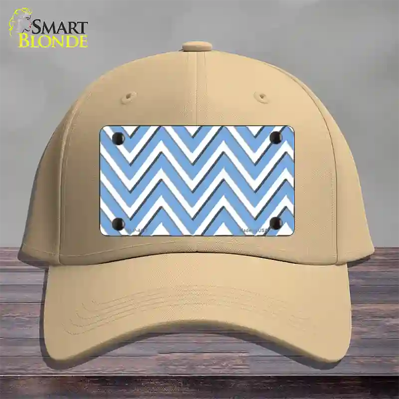 Light Blue White Large Chevron Novelty License Plate Hat Cotton / Khaki