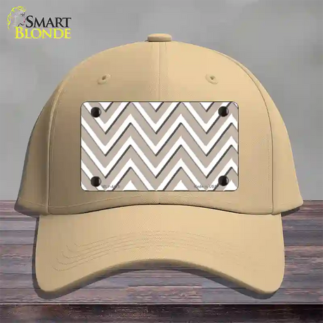 Tan White Large Chevron Novelty License Plate Hat Cotton / Khaki