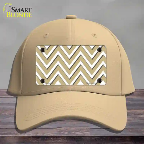 Gold White Large Chevron Novelty License Plate Hat Cotton / Khaki