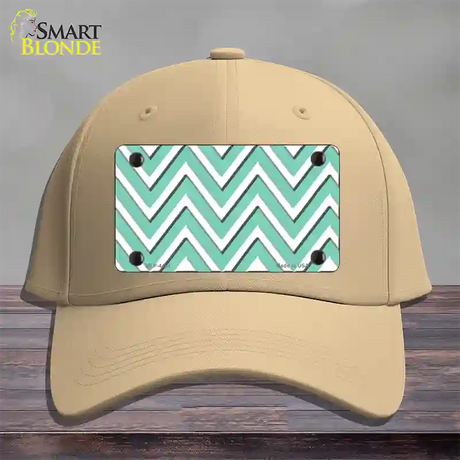 Mint White Large Chevron Novelty License Plate Hat Cotton / Khaki