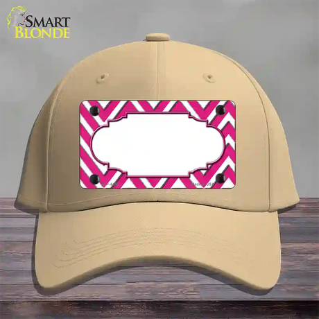 Pink White Chevon Center Scallop Novelty License Plate Hat Cotton / Khaki