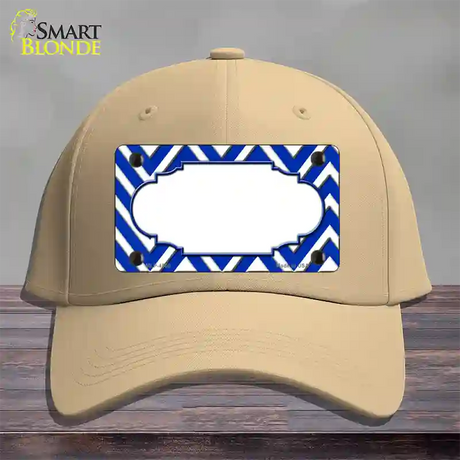 Blue White Large Chevron Center Scallop Novelty License Plate Hat Cotton / Khaki