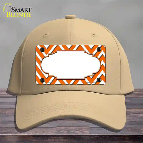 Orange White Large Chevron Center Scallop Novelty License Plate Hat Cotton / Khaki