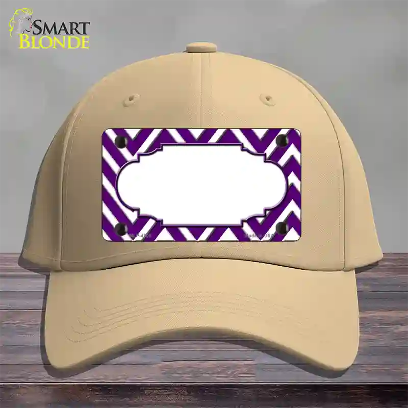 Purple White Large Chevron Center Scallop Novelty License Plate Hat Cotton / Khaki