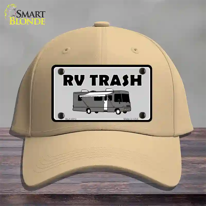 RV Trash Aluminum Automotive Novelty License Plate Hat Cotton / Khaki