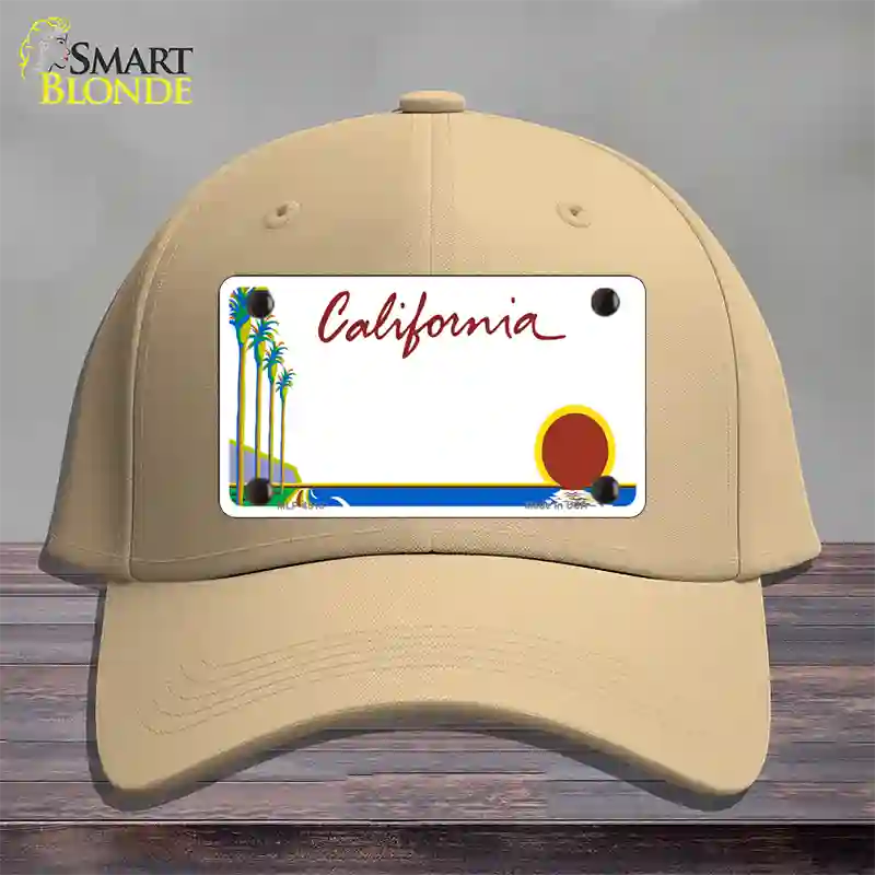 California Palm Trees State Blank Novelty License Plate Hat Cotton / Khaki