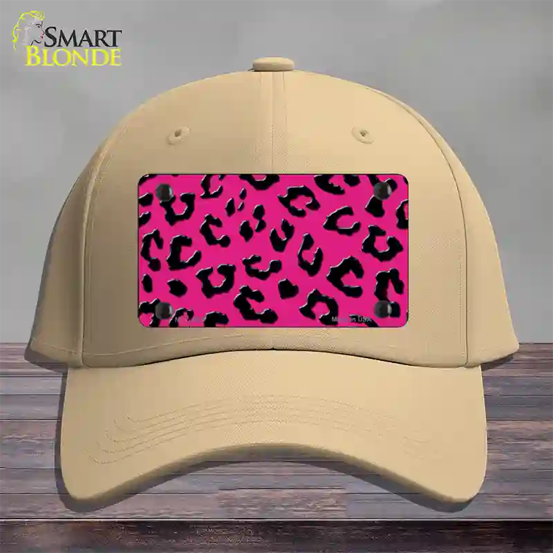 Pink Black Cheetah Novelty License Plate Hat Cotton / Khaki