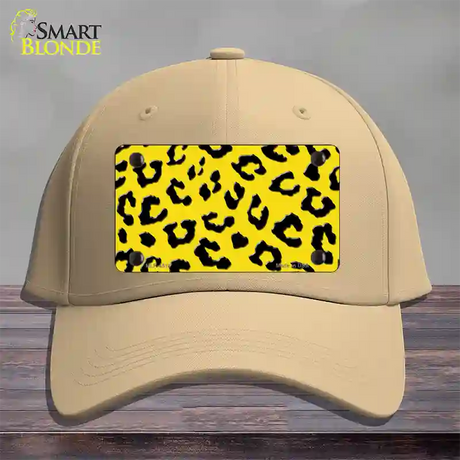 Yellow Black Cheetah Novelty License Plate Hat Cotton / Khaki