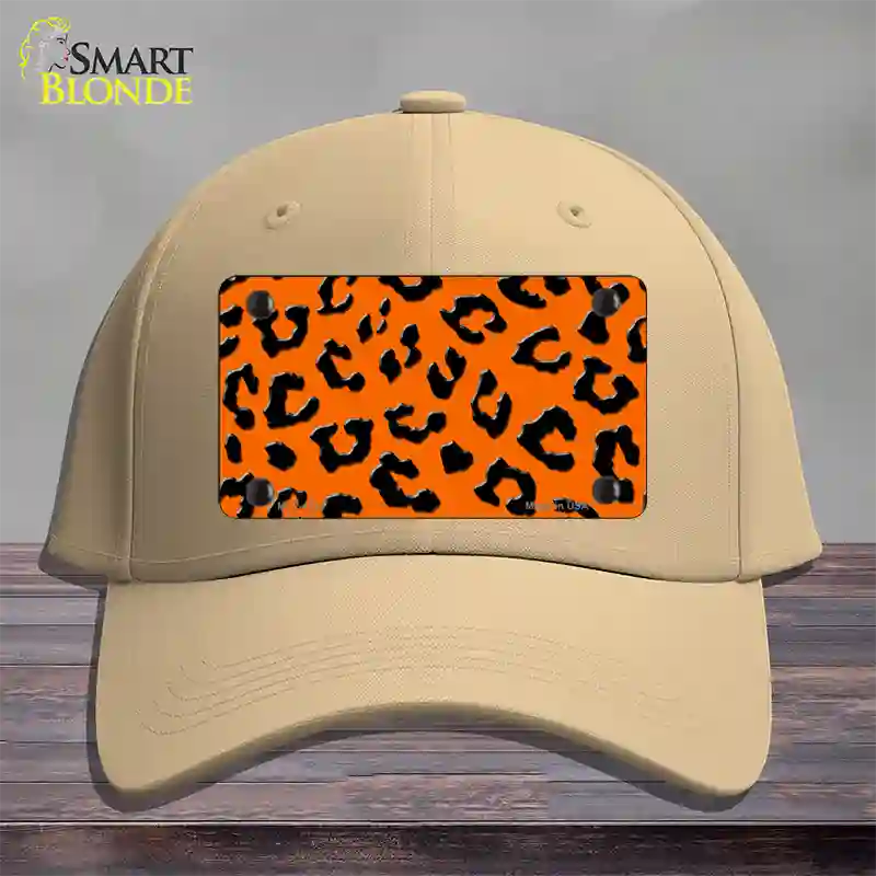 Orange Black Cheetah Novelty License Plate Hat Cotton / Khaki