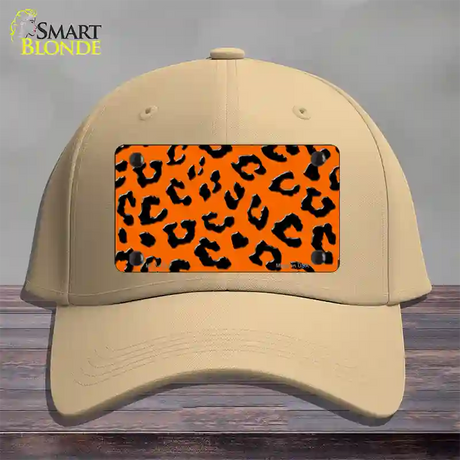 Orange Black Cheetah Novelty License Plate Hat Cotton / Khaki