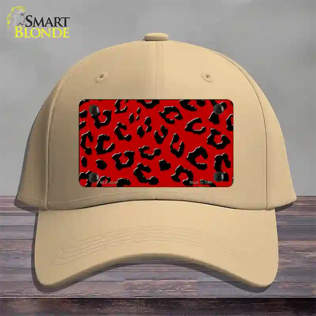 Red Black Cheetah Novelty License Plate Hat Cotton / Khaki