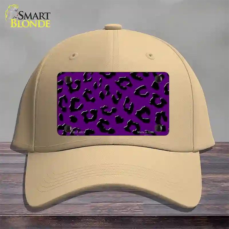 Purple Black Cheetah Novelty License Plate Hat Cotton / Khaki