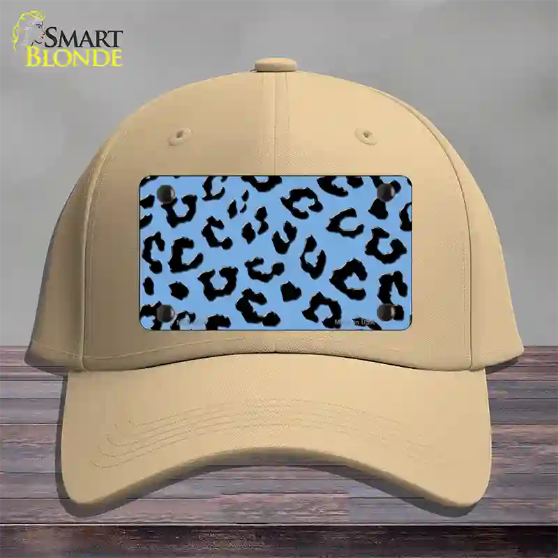 Light Blue Black Cheetah Novelty License Plate Hat Cotton / Khaki