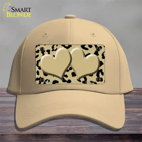 Gold Black Cheetah Gold Center Hearts Novelty License Plate Hat Cotton / Khaki