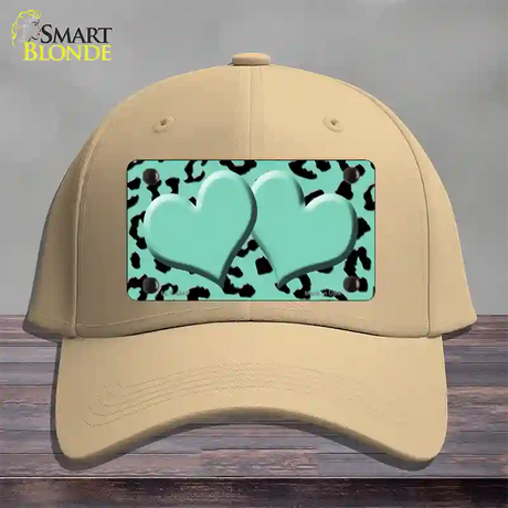 Mint Black Cheetah Mint Center Hearts Novelty License Plate Hat Cotton / Khaki