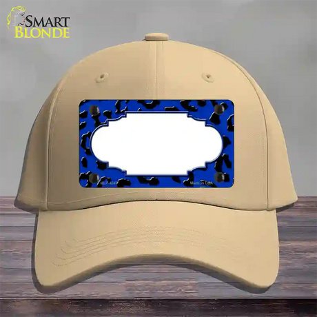 Blue Black Cheetah Scallop Novelty License Plate Hat Cotton / Khaki