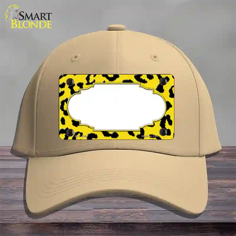 Yellow Black Cheetah Scallop Novelty License Plate Hat Cotton / Khaki