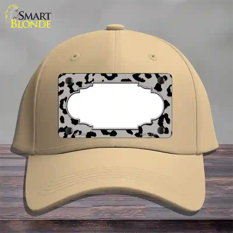 Grey Black Cheetah Scallop Novelty License Plate Hat Cotton / Khaki