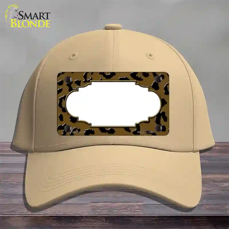 Brown Black Cheetah Scallop Novelty License Plate Hat Cotton / Khaki