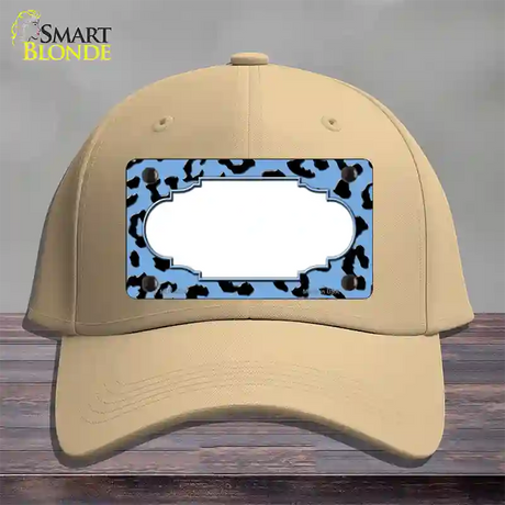 Light Blue Black Cheetah Scallop Novelty License Plate Hat Cotton / Khaki