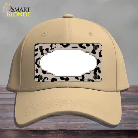 Tan Black Cheetah Scallop Novelty License Plate Hat Cotton / Khaki