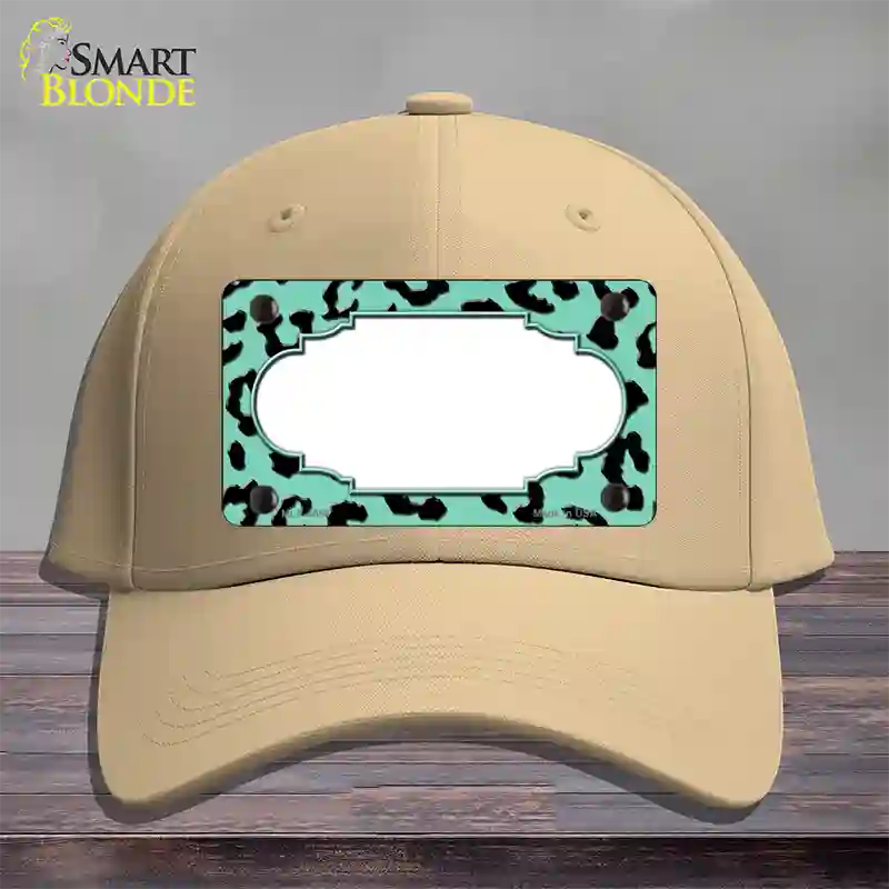 Mint Black Cheetah Scallop Novelty License Plate Hat Cotton / Khaki