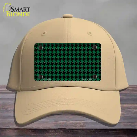 Green Black Houndstooth Novelty License Plate Hat Cotton / Khaki