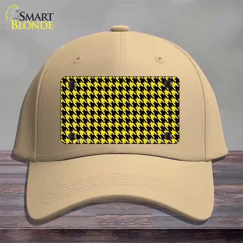 Yellow Black Houndstooth Novelty License Plate Hat Cotton / Khaki