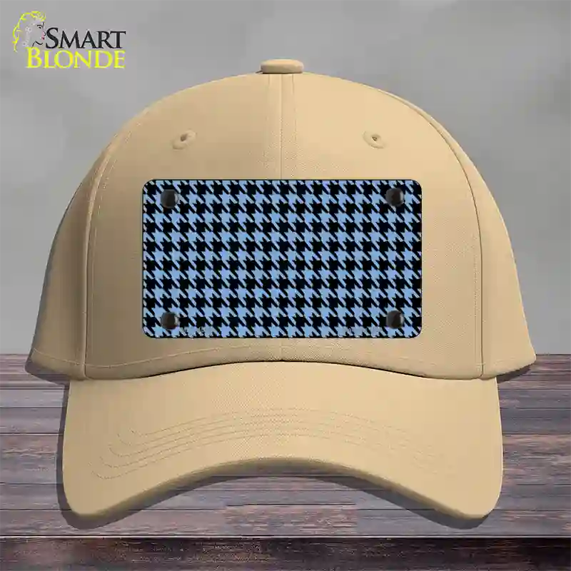 Light Blue Black Houndstooth Novelty License Plate Hat Cotton / Khaki