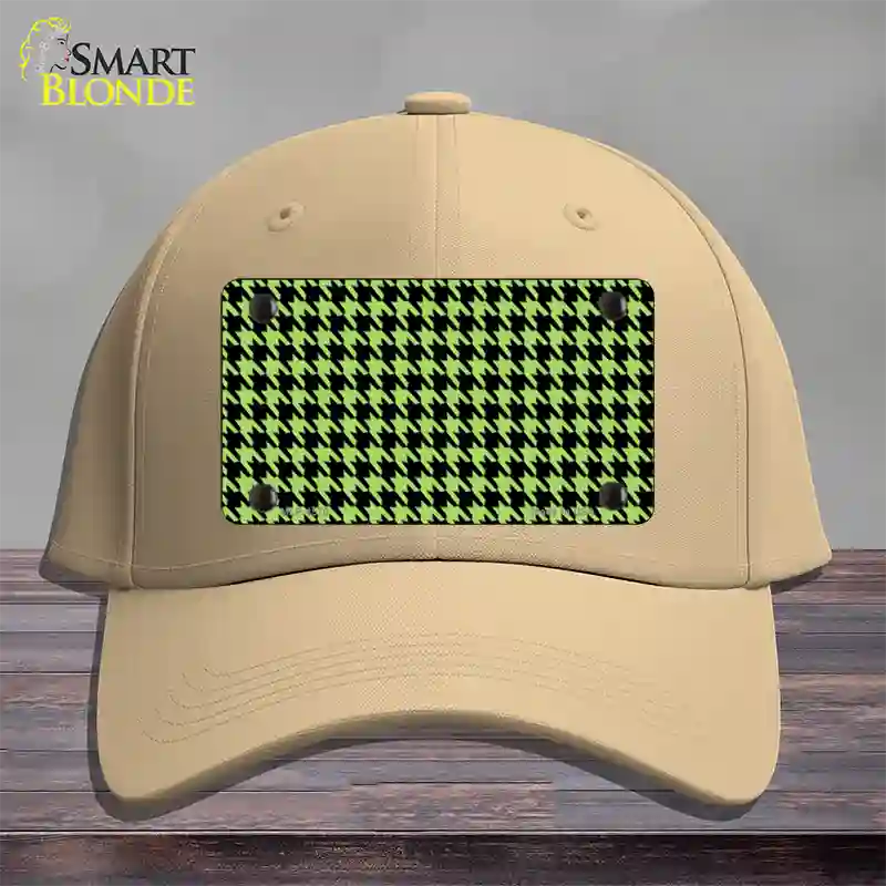 Lime Green Black Houndstooth Novelty License Plate Hat Cotton / Khaki