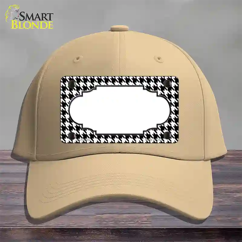 White Black Houndstooth Scallop Center Novelty License Plate Hat Cotton / Khaki