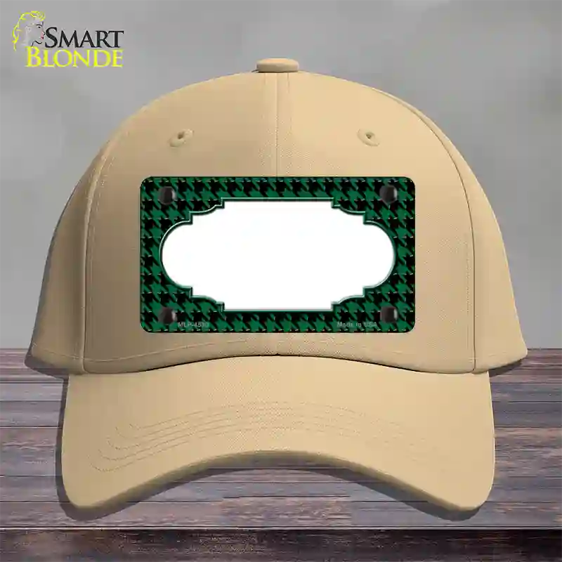 Green Black Houndstooth Scallop Center Novelty License Plate Hat Cotton / Khaki