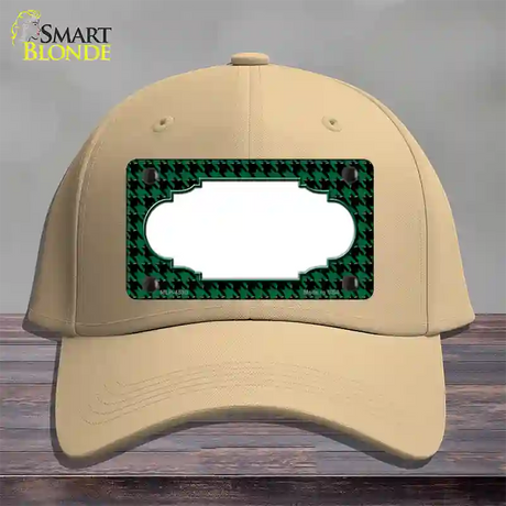 Green Black Houndstooth Scallop Center Novelty License Plate Hat Cotton / Khaki