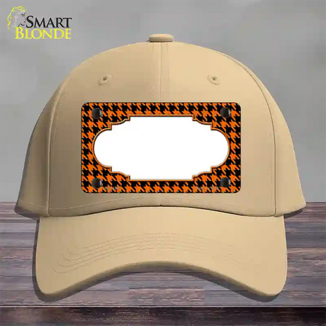 Orange Black Houndstooth Scallop Center Novelty License Plate Hat Cotton / Khaki