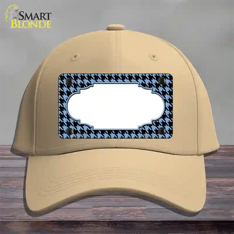 Light Blue Black Houndstooth Scallop Center Novelty License Plate Hat Cotton / Khaki