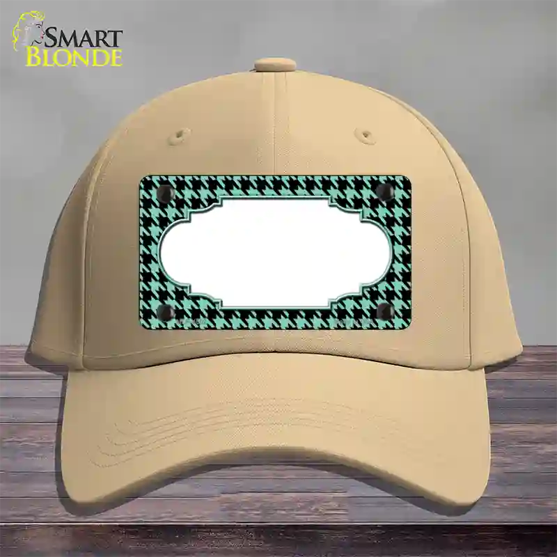 Mint Black Houndstooth Scallop Center Novelty License Plate Hat Cotton / Khaki