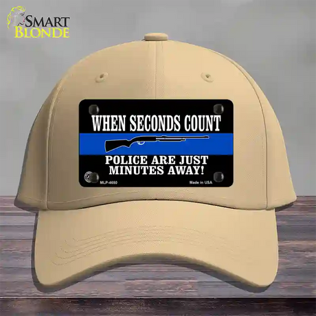 Police Are Just Minutes Away Novelty License Plate Hat Cotton / Khaki