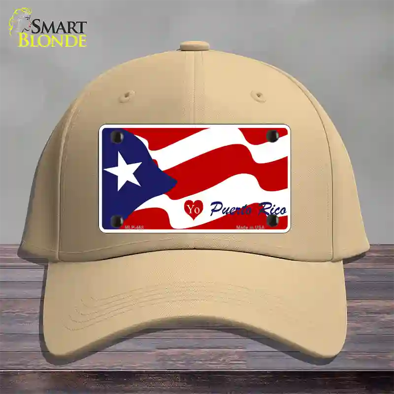 I Love Puerto Rico Novelty License Plate Hat Cotton / Khaki