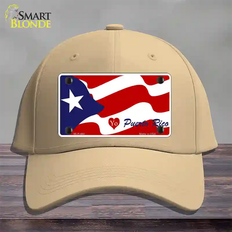 I Love Puerto Rico Novelty License Plate Hat Cotton / Khaki