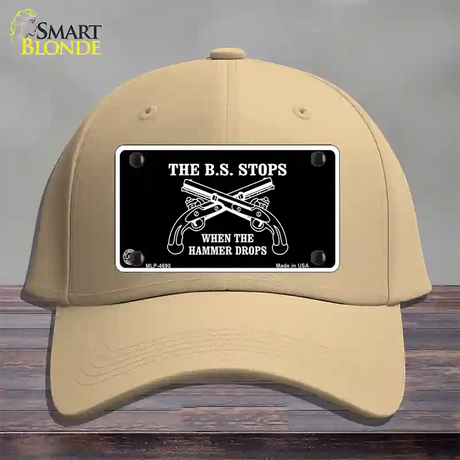 The BS Stops Novelty License Plate Hat Cotton / Khaki