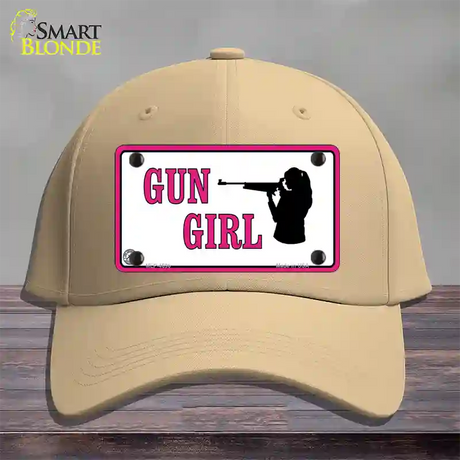 Gun Girl Novelty License Plate Hat Cotton / Khaki