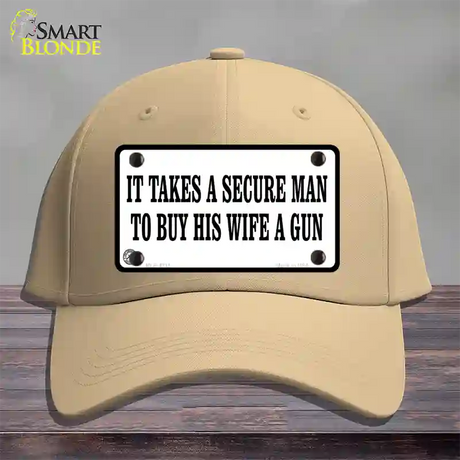 It Takes A Secure Man Novelty License Plate Hat Cotton / Khaki