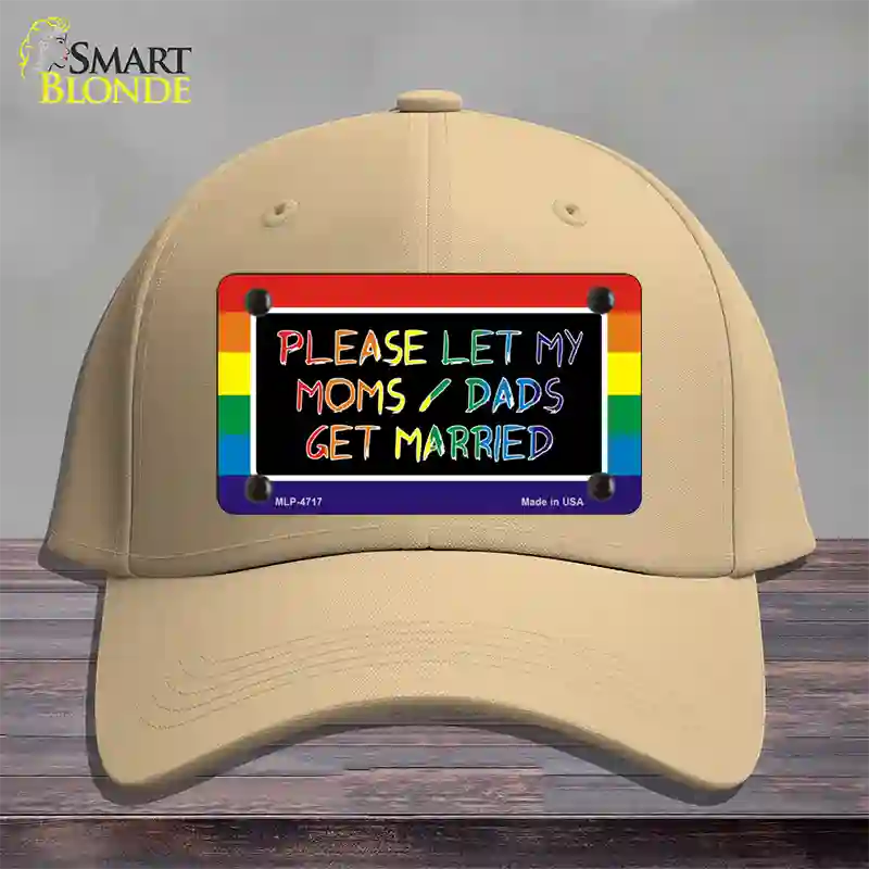 Please Let My Moms And Dads Novelty License Plate Hat Cotton / Khaki