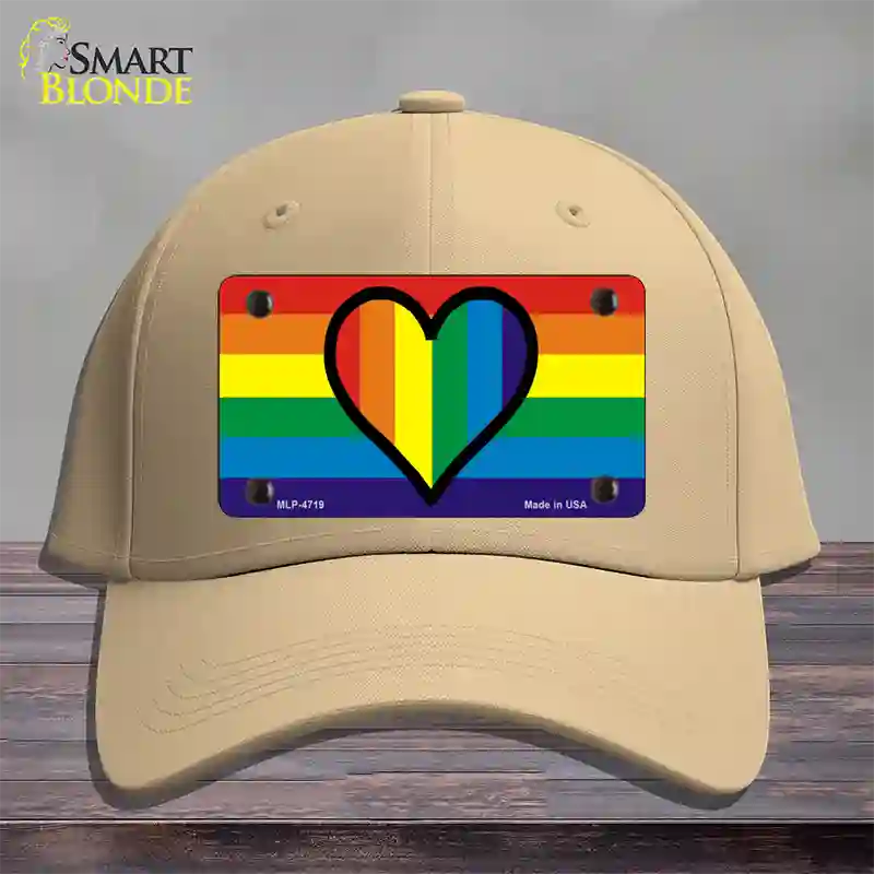 Rainbow Heart Novelty License Plate Hat Cotton / Khaki